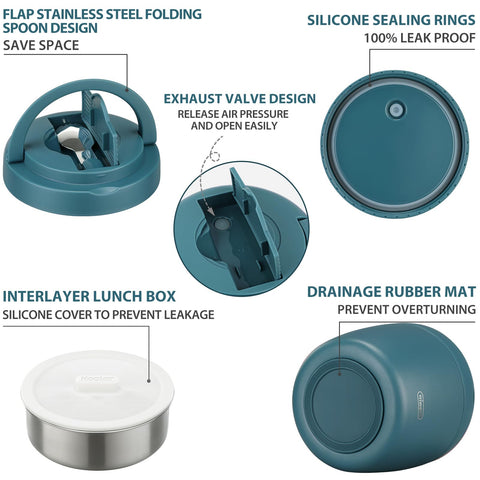 wiwens Thermo Food Jar hidden handle folds for easy carrying and storage