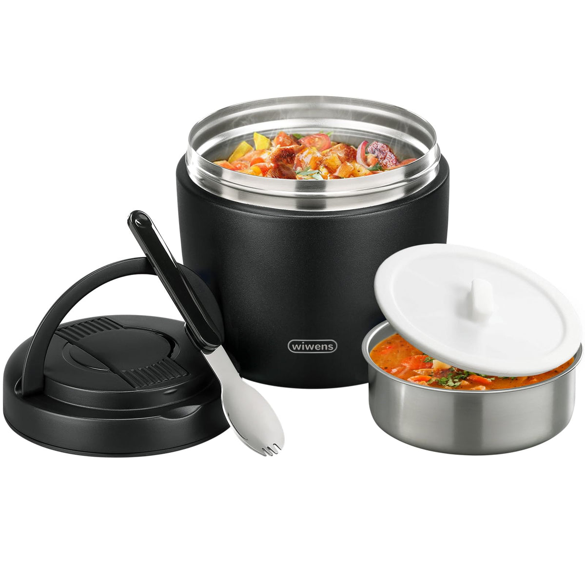wiwens Thermo Food Jar with hidden spoon for convenient meals on the go