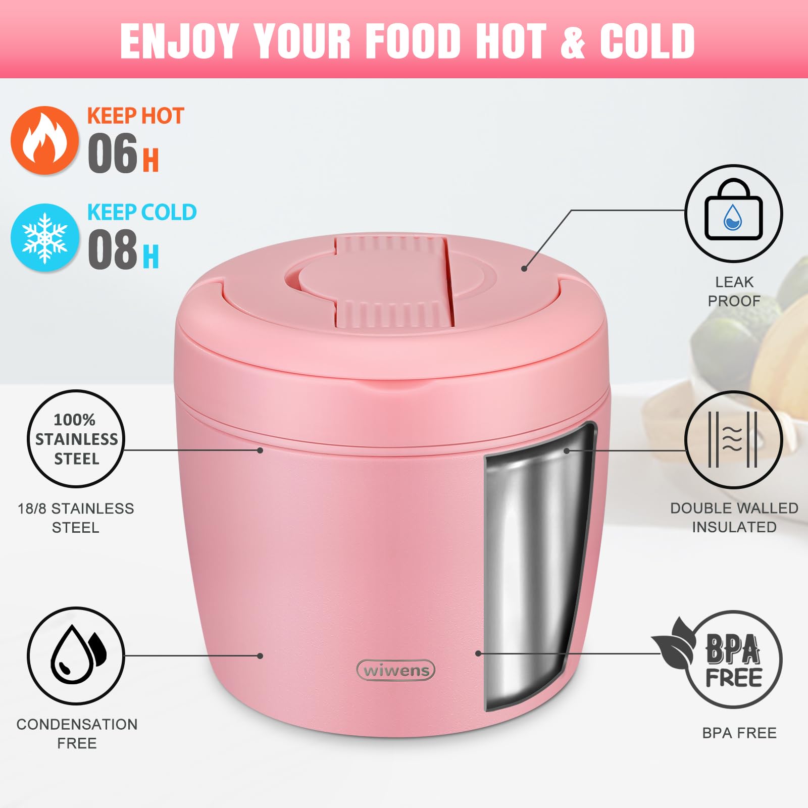 wiwens Thermo Food Jar inner compartment shows separate food sections