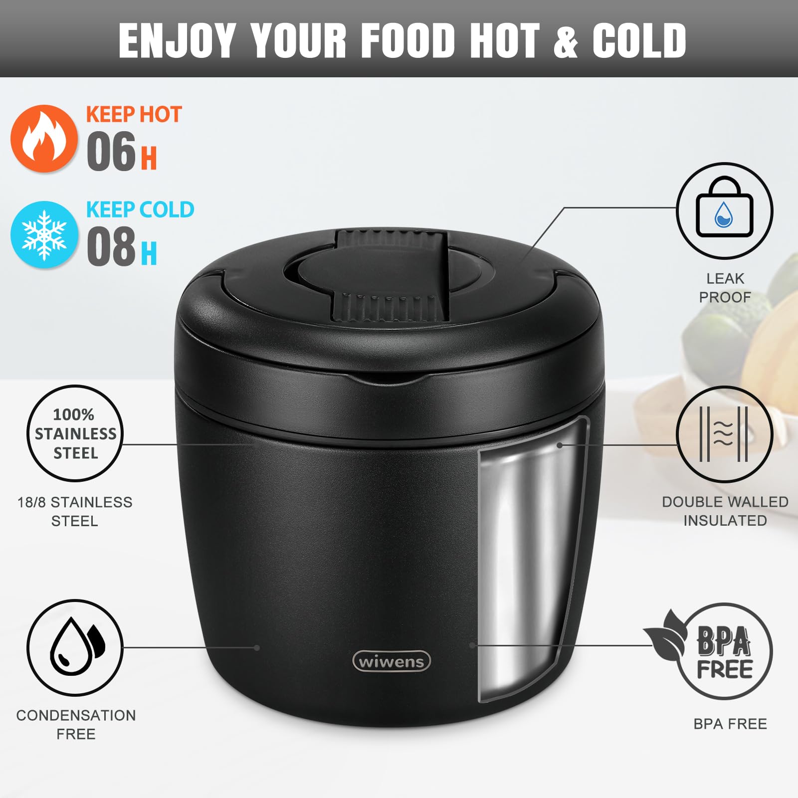 wiwens Thermo Food Jar inner compartments keep foods separated