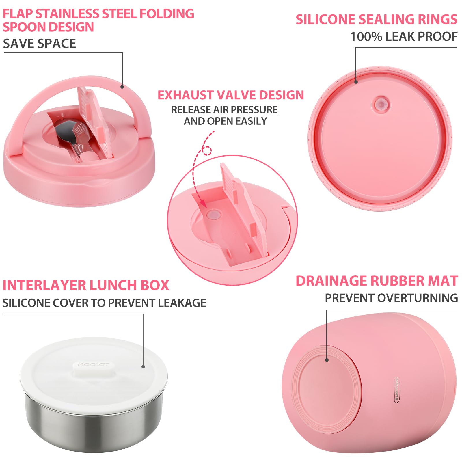 wiwens Thermo Food Jar leak-proof design with silicone gasket