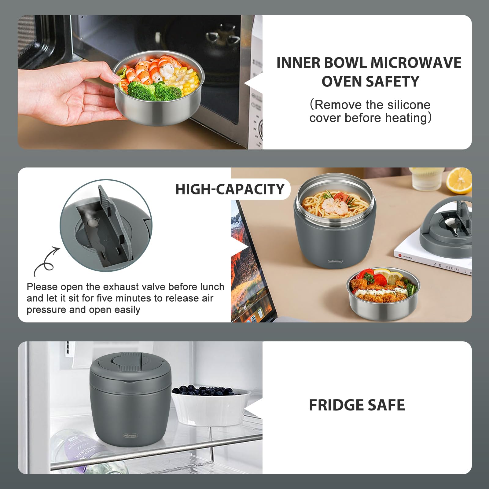 Wiwens Thermo Food Jar 18/8 stainless steel for durability.