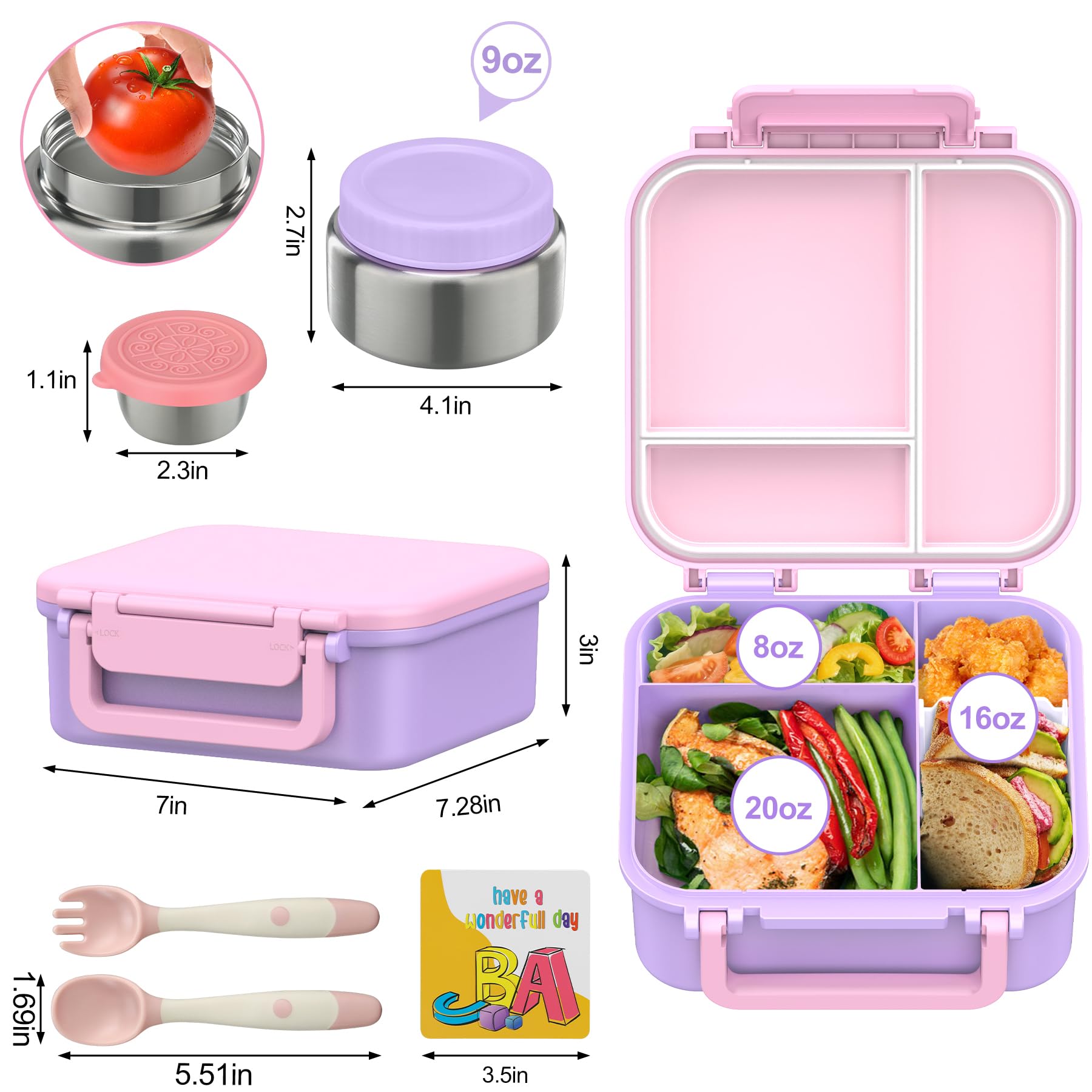 Wiwens 9oz soup thermo jar with insulated double-wall for hot or cold meals.