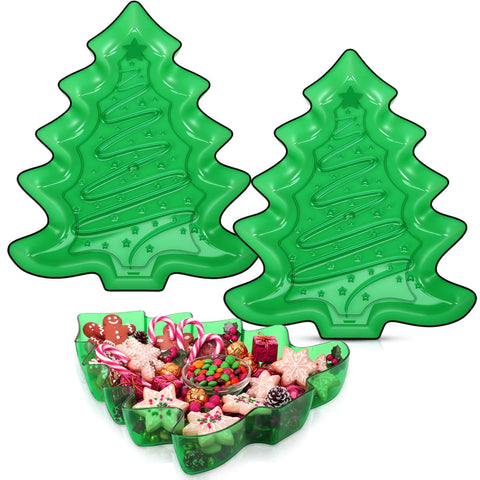 Wiwiqing Christmas tree tray green for festive appetizers, easy to stack.