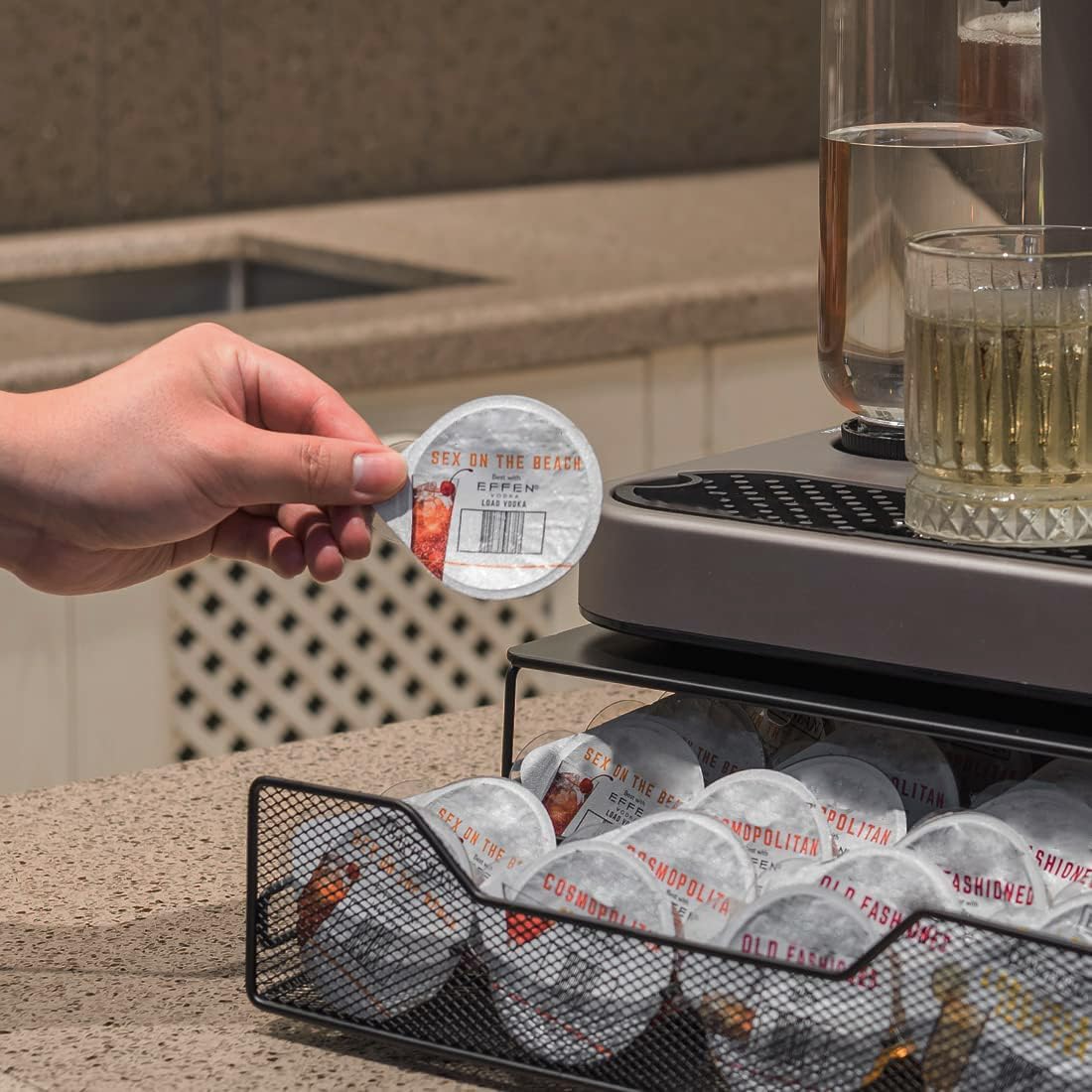 WIWIWISAM drawer access speeds pod retrieval during entertaining.