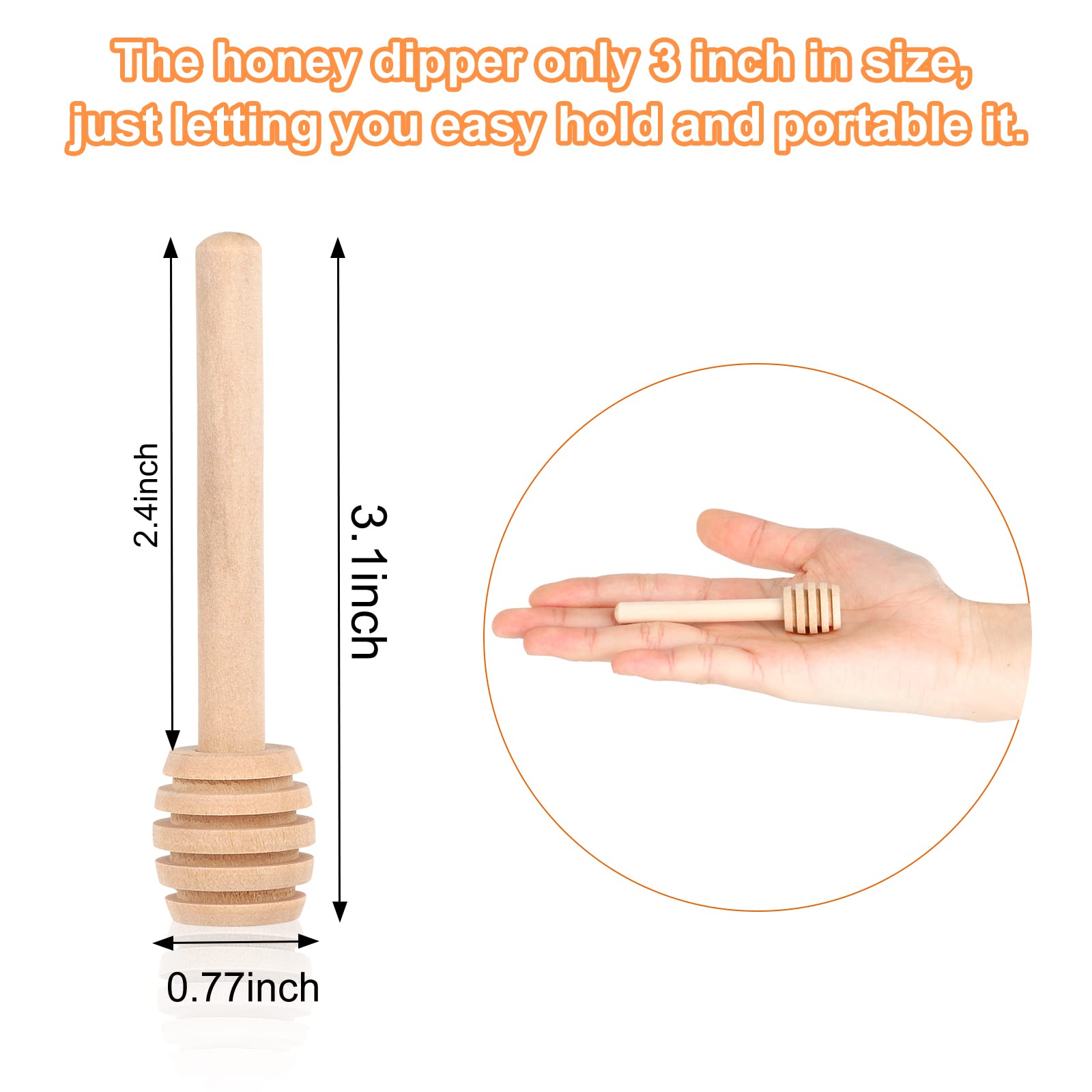 Wixtool 3inch honey sticks dipper provides precise drizzle for jars.