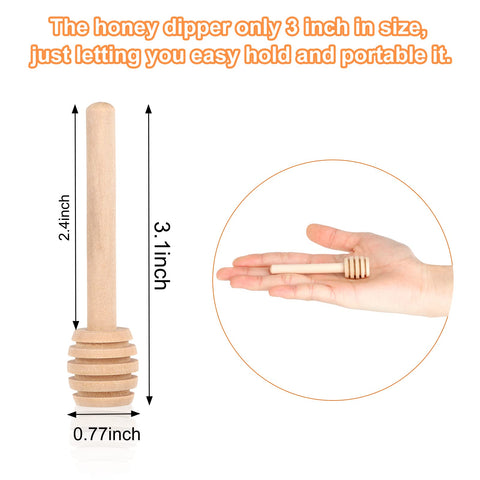 Wixtool 3inch honey sticks dipper provides precise drizzle for jars.