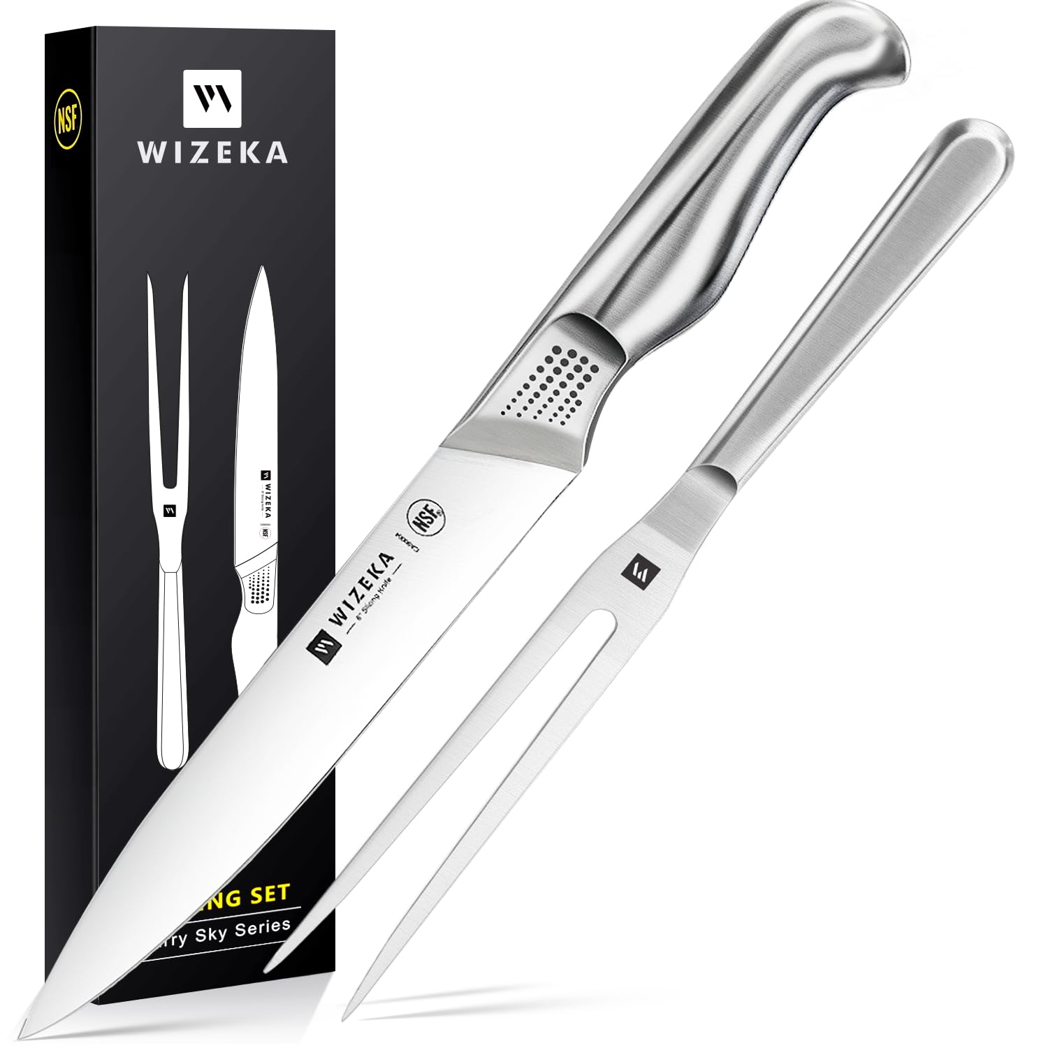 WIZEKA 8-inch turkey carving knife ready for precise roast slicing