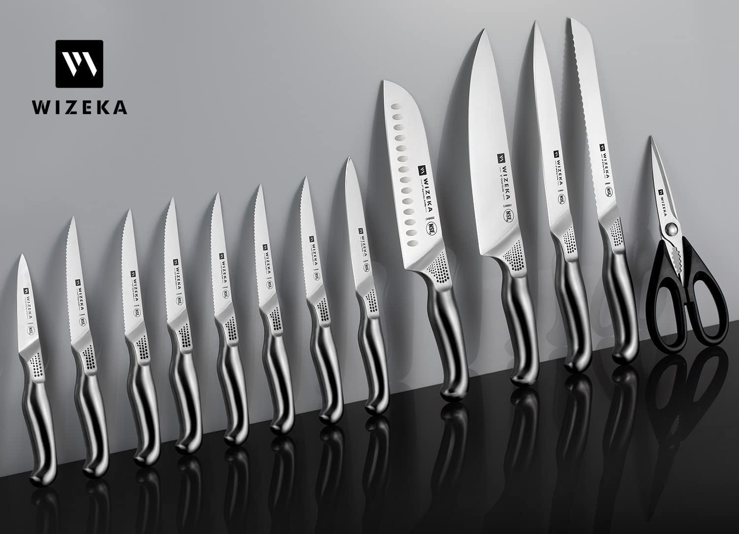 WIZEKA block with built-in sharpeners enabling quick touch-ups during prep.