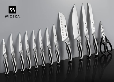 WIZEKA block with built-in sharpeners enabling quick touch-ups during prep.