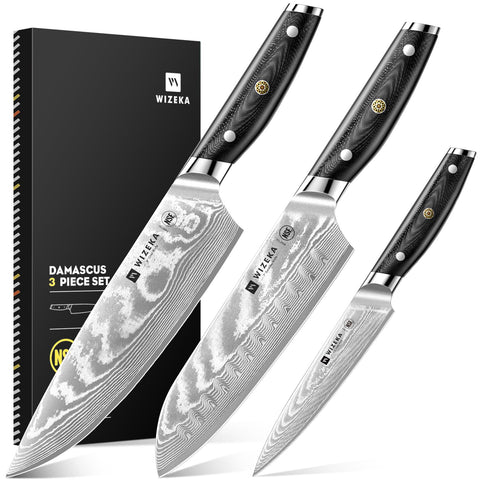 WIZEKA Damascus 8in chef knife blade for precise slicing in kitchens.