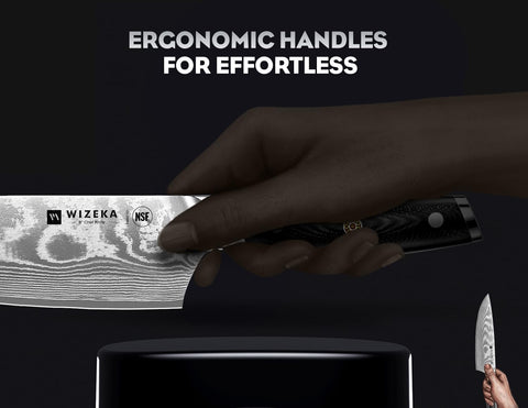 WIZEKA knife handle G10 finish highlights durability and easy cleaning.