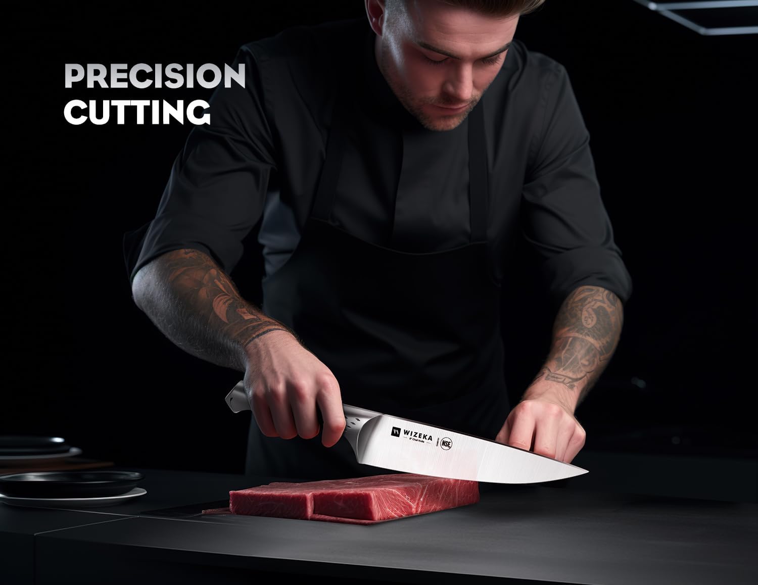 WIZEKA Jaguar block stores knives safely in a modern wooden design