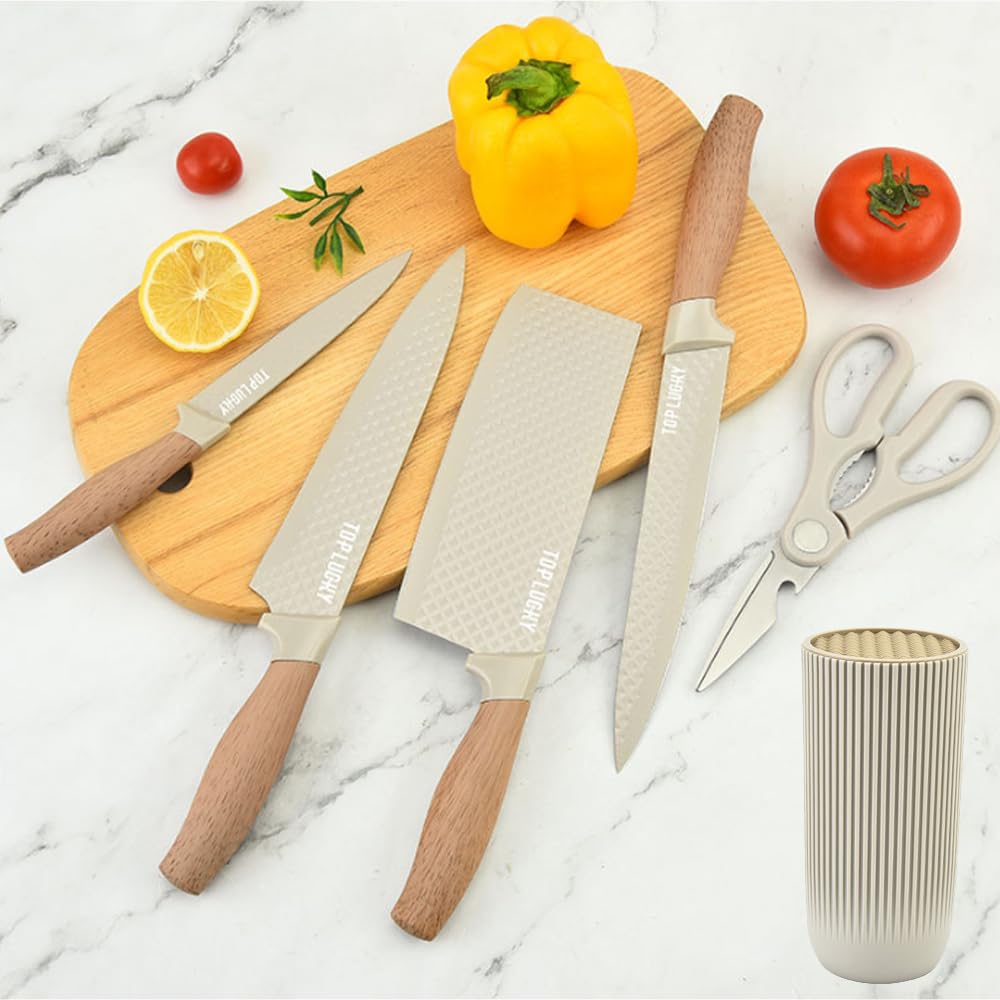 Wiztoynia khaki knife block universal holder saves counter space.