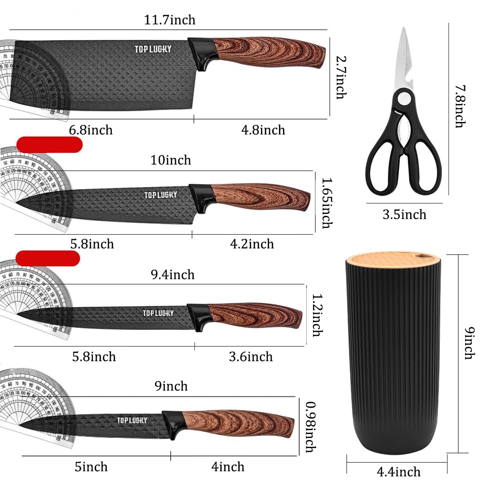 Wiztoynia universal knife block keeps knives organized and accessible.