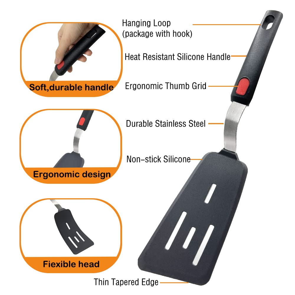 Wiztoynia pancake spatula with broad head for even lifting