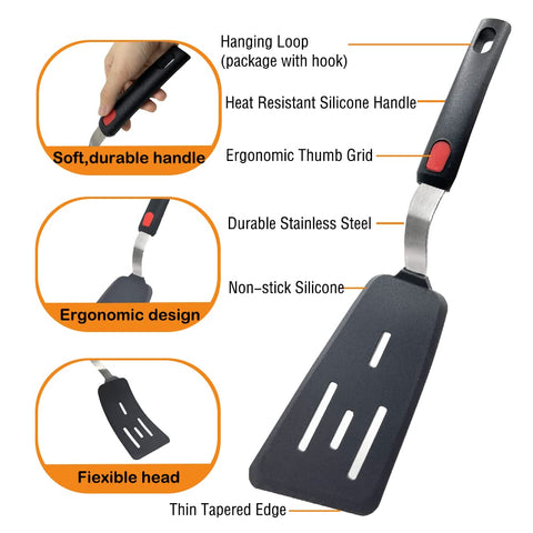 Wiztoynia pancake spatula with broad head for even lifting