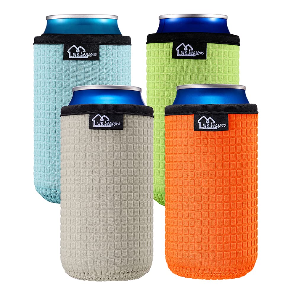 WK IEASON 16oz can sleeve green with snug fit and non-slip grip.