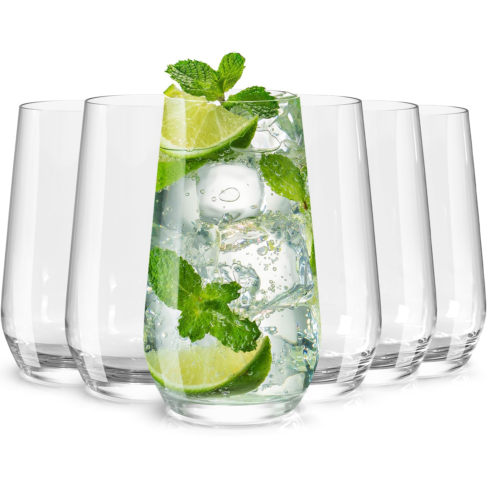 Wlasss 6-pack crystal highball glasses 16.4 oz for water and cocktails
