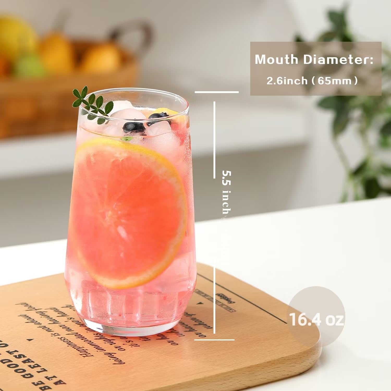 Wlasss crystal-clear water glass display for daily hydration