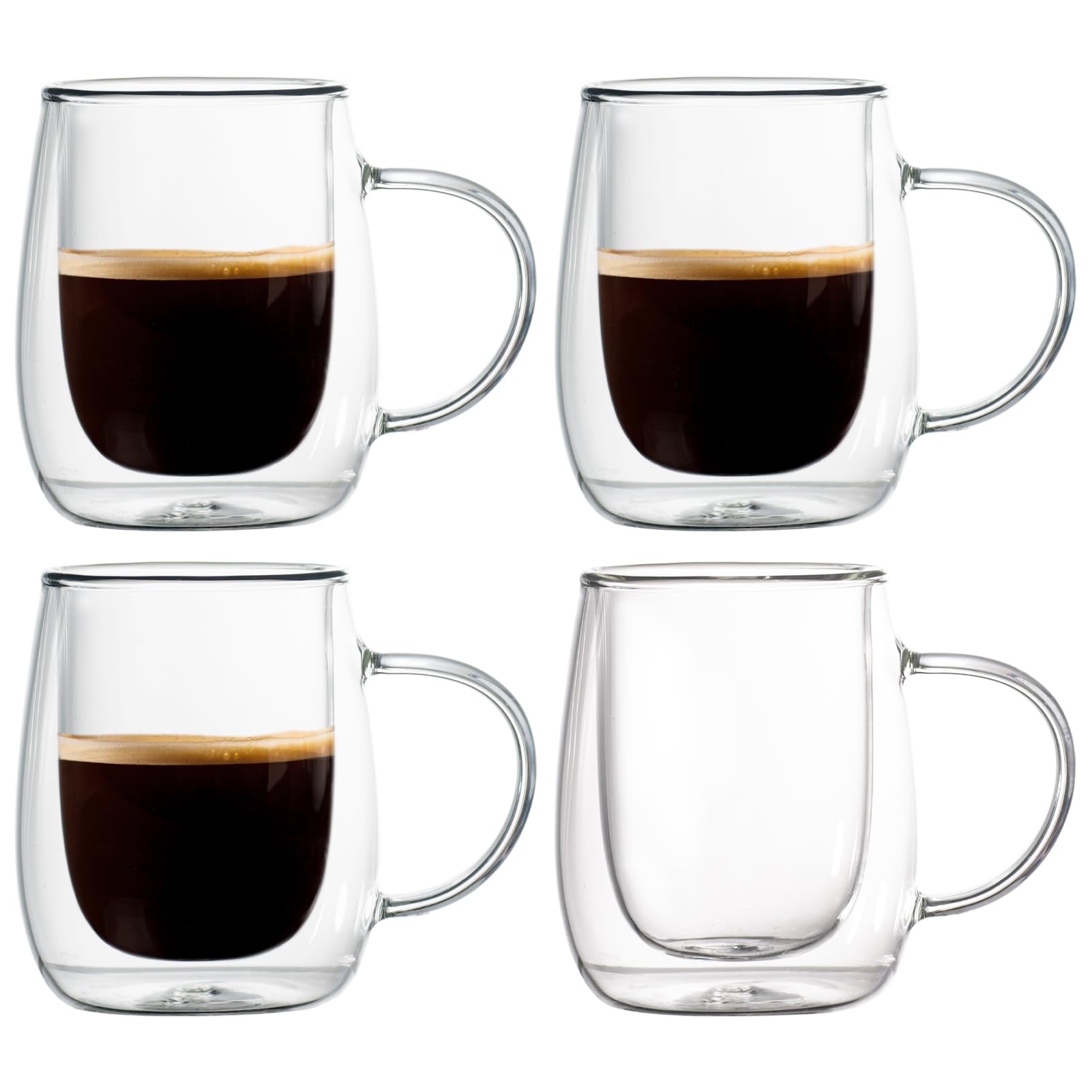 Wlasss double-wall clear espresso cups keeping hot liquid away from fingers
