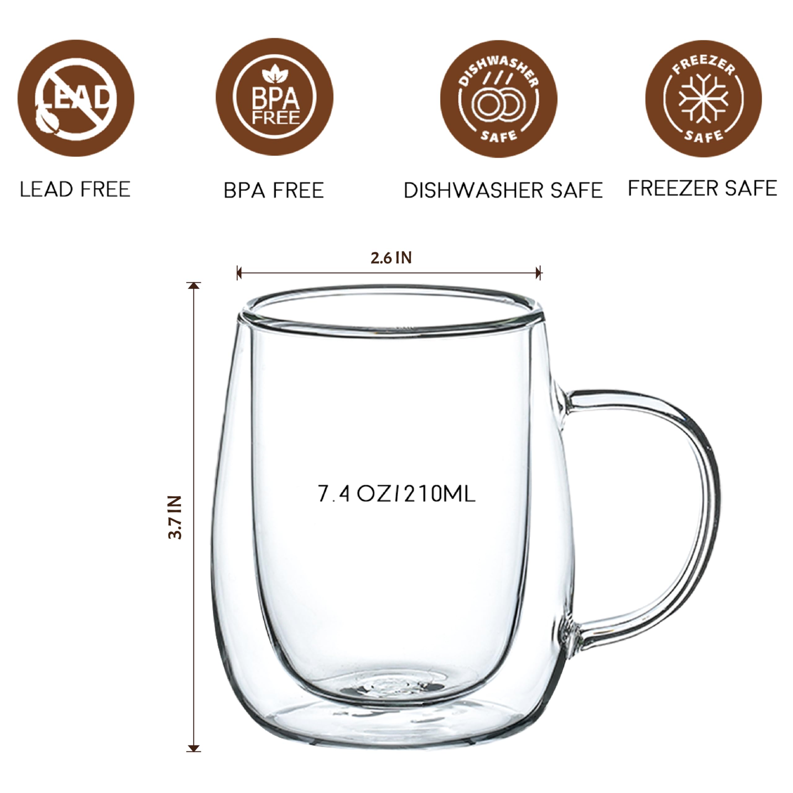 Wlasss espresso cup with ergonomic handle for comfortable sipping