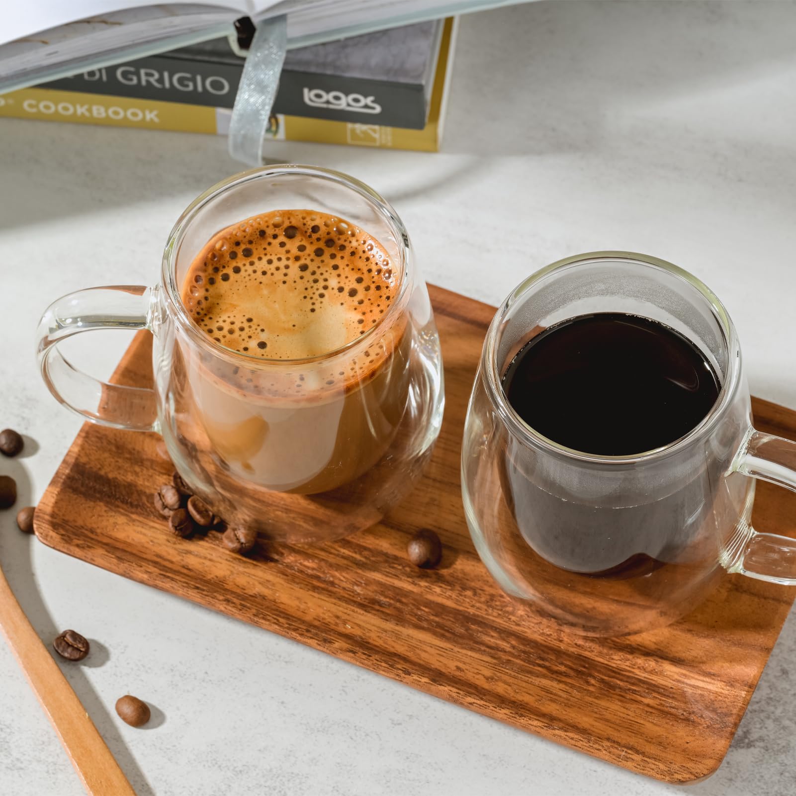 Wlasss espresso cup showing crema in a transparent glass