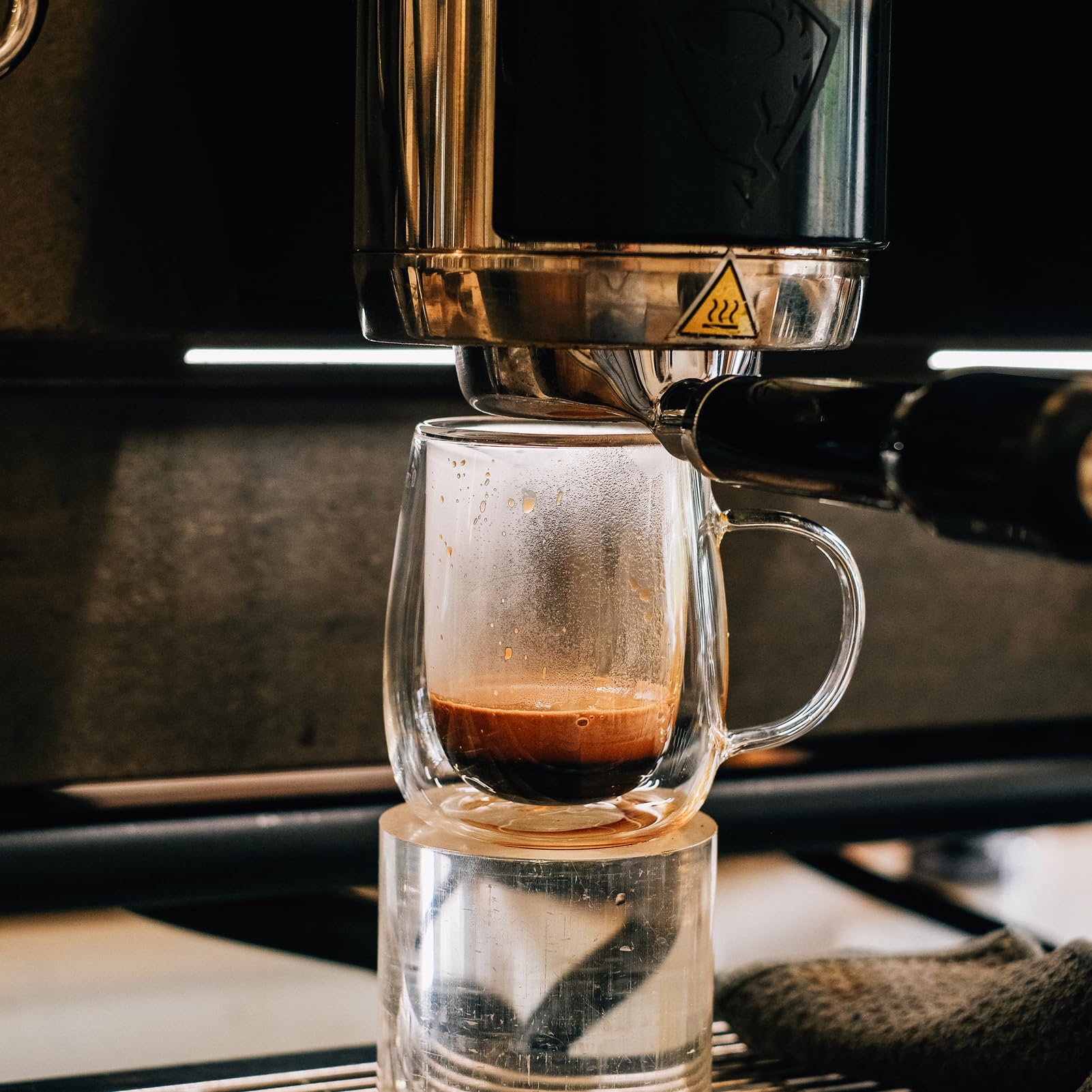 Wlasss espresso cups stacked neatly for compact storage