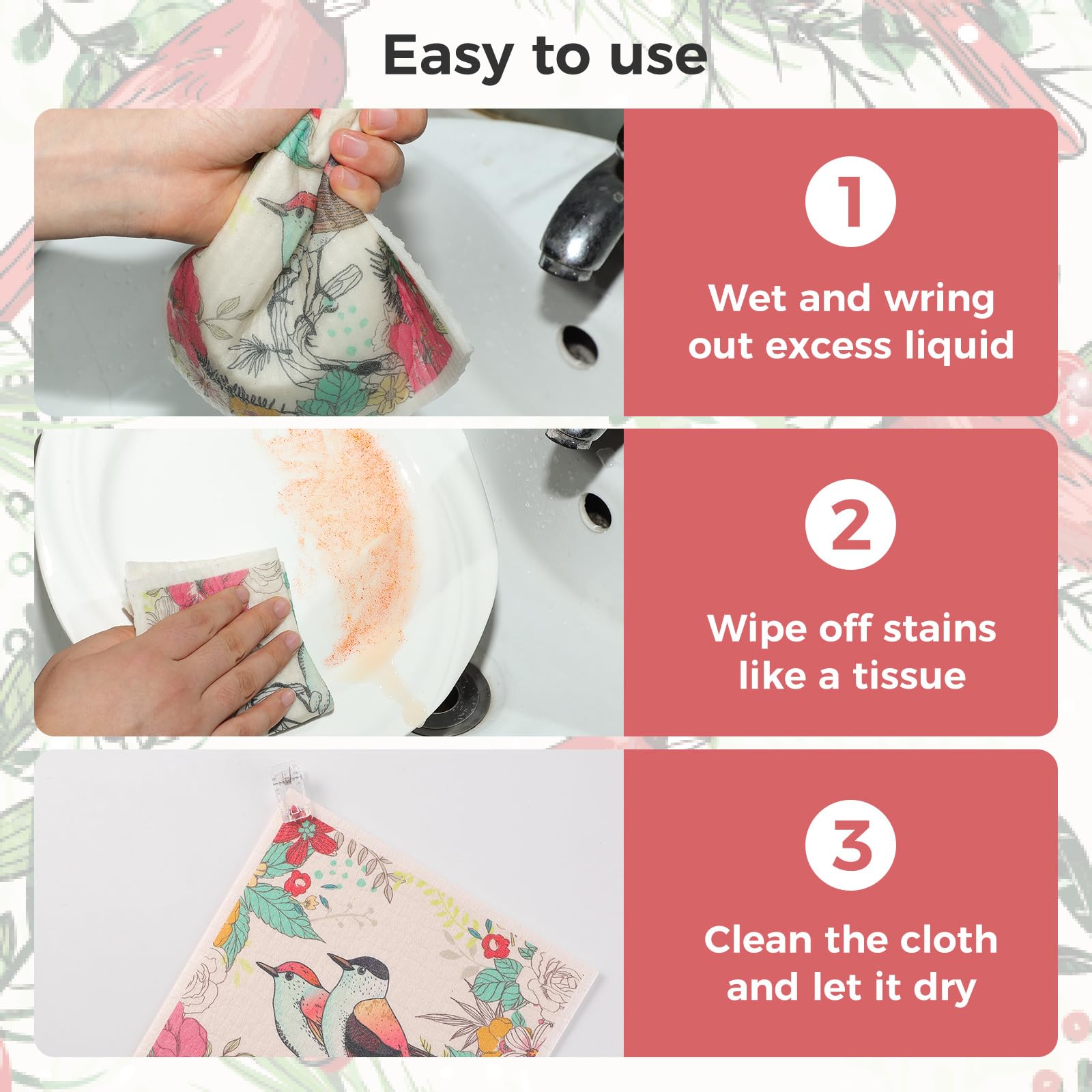 wlich dishcloth clip keeps cloth tidy and ready to hang