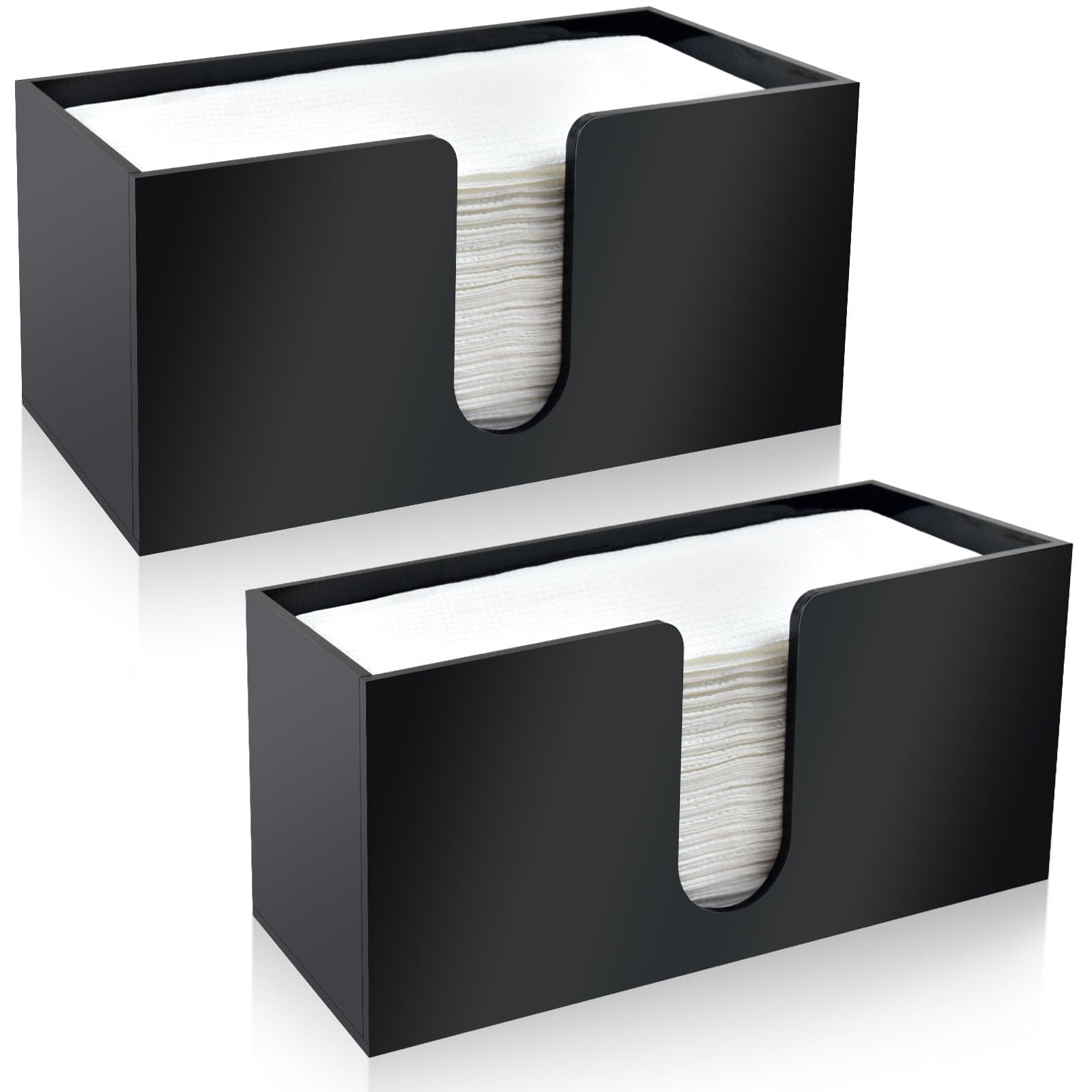 Wltotuay two-pack black acrylic paper towel holder on countertop for quick access