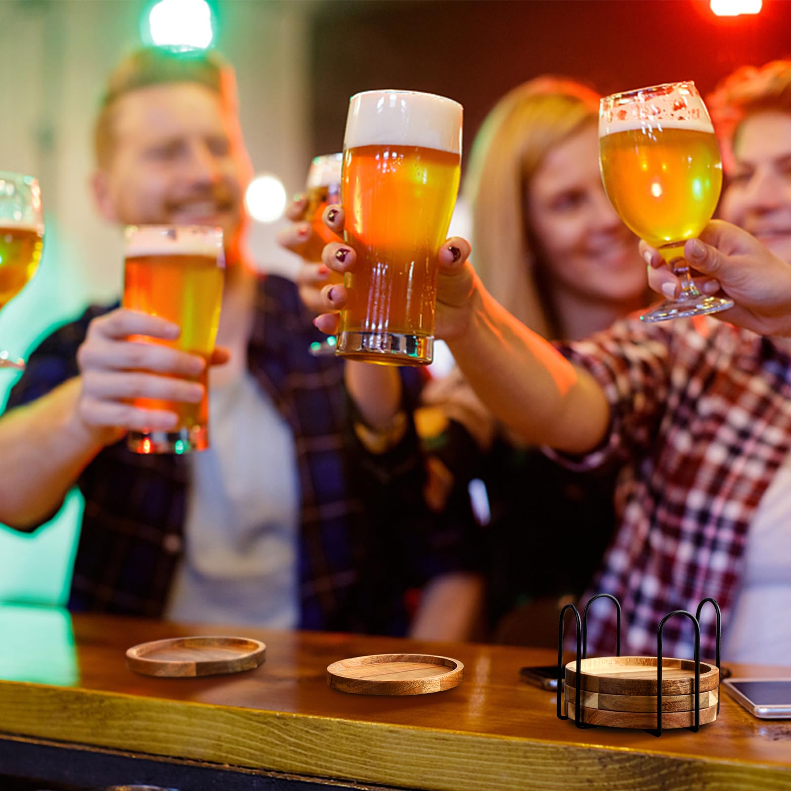 WLWNWFT eco-friendly wood coasters showcase natural warmth.
