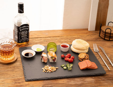 WLWNWFT natural slate texture enhances presentation of cheeses and small bites