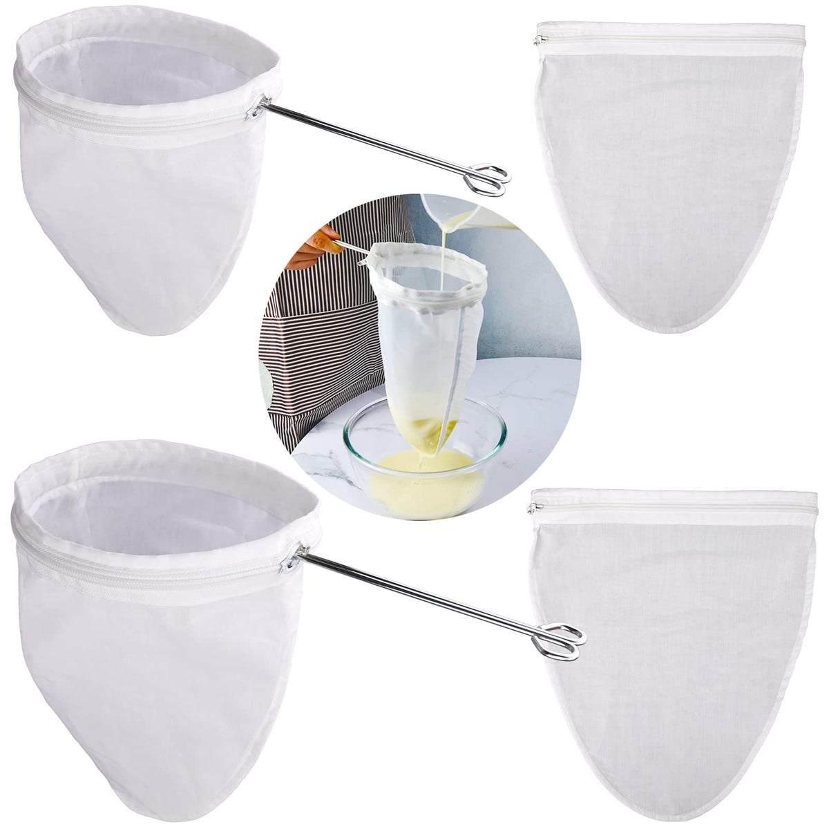 WMKGG Ultra Fine Mesh Strainer Bags with large frame for dairy-free milks