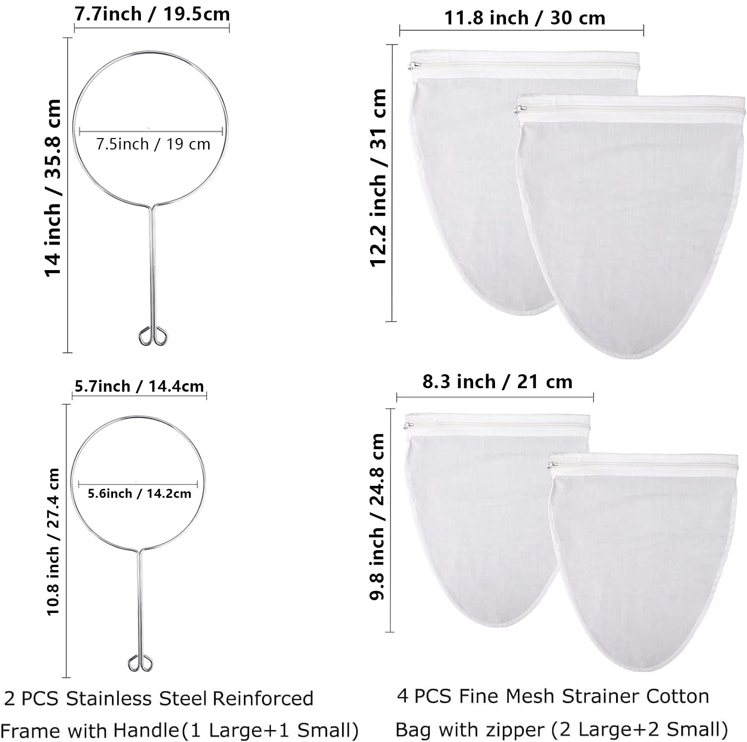 WMKGG Ultra Fine Mesh Strainer Bags with small frame for compact setups