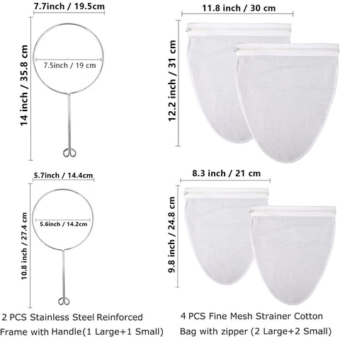 WMKGG Ultra Fine Mesh Strainer Bags with small frame for compact setups