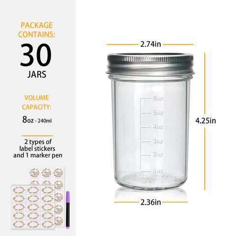 Woaiwo-q 8 oz mason jar with silver lid seals freshness.