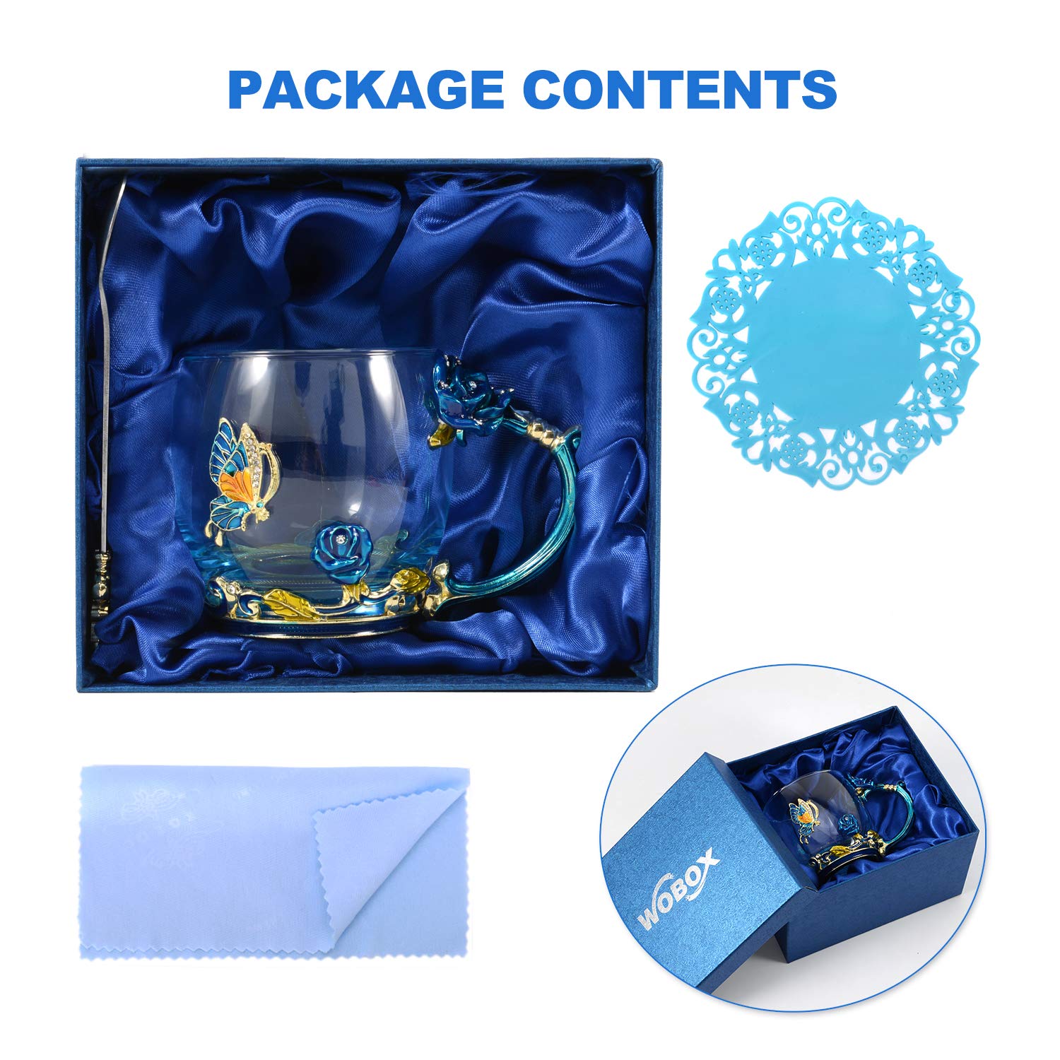 WOBOX camping scene enamel mug on wood table for outdoor tea