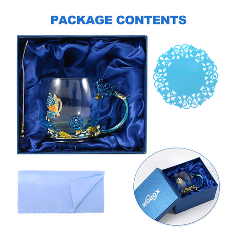 WOBOX camping scene enamel mug on wood table for outdoor tea