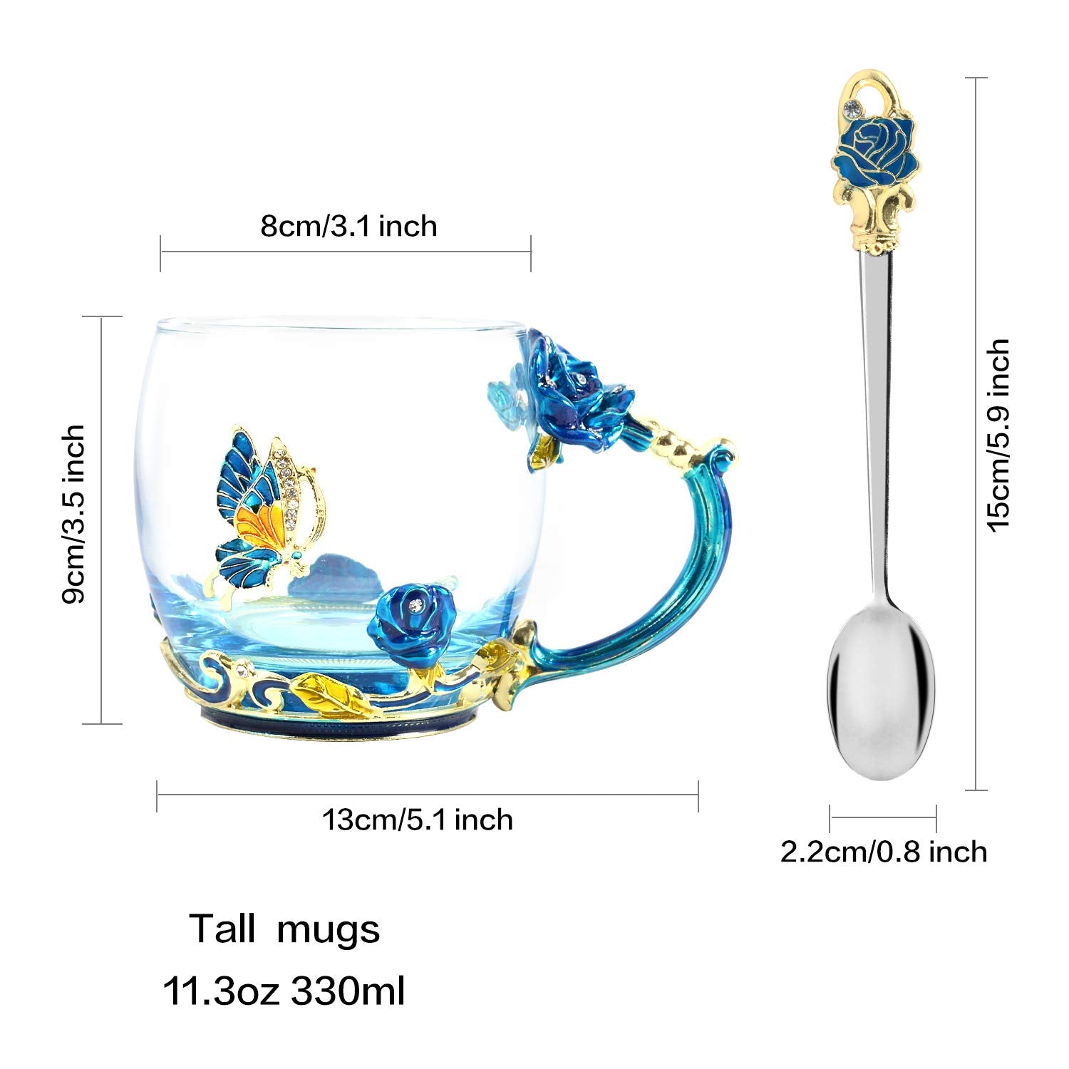 WOBOX Summer mug with clear glass handle, ideal for hot tea or coffee