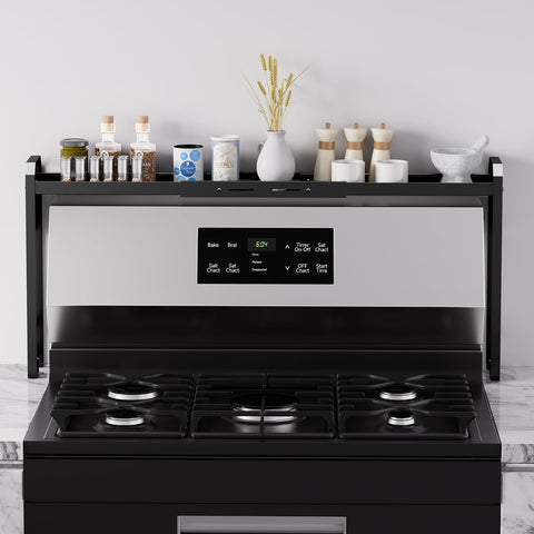 Expandable stove shelf length adjusts from 27.3 to 32 inches to fit your stove