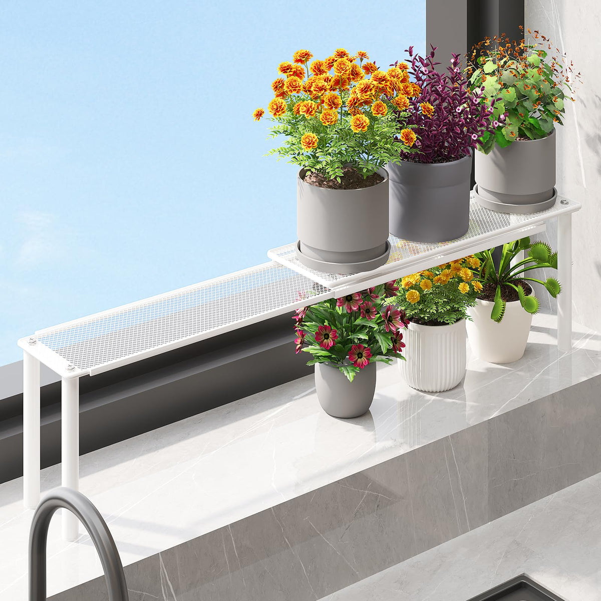 WOCHUANGSI expandable window shelf for plants: ideal for growing compact greenery in sunlit spaces.