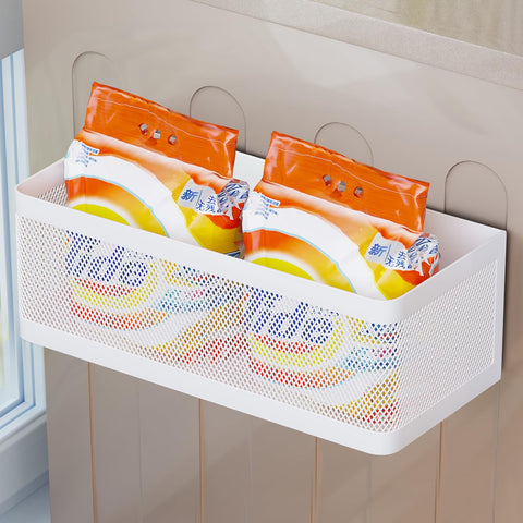 WOCHUANGSI magnetic shelf attached to washing machine showing strong hold and extra storage