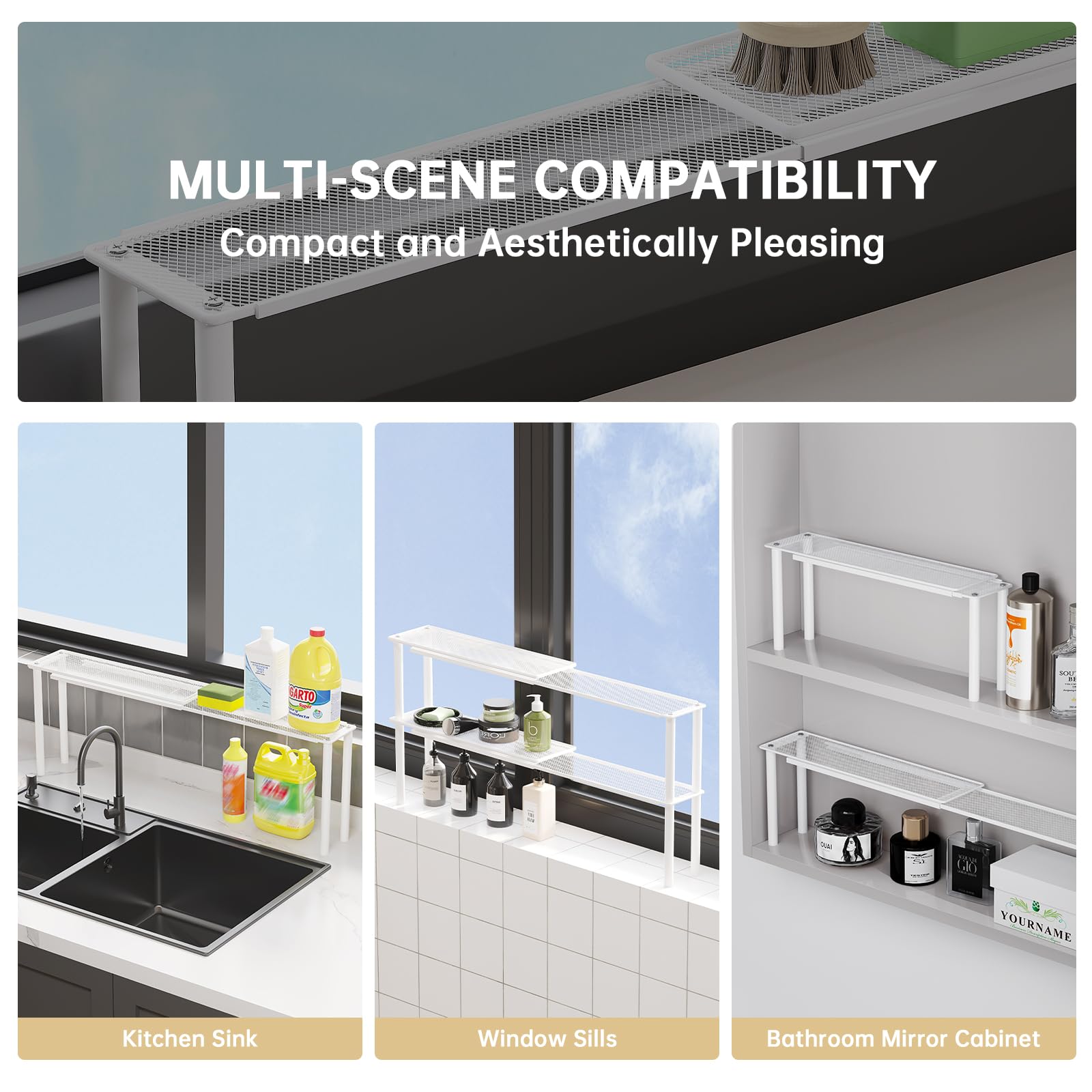 WOCHUANGSI narrow-space-storage keeps essentials organized behind sinks.