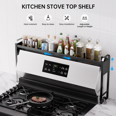 Spice bottles storage on the stove top for easy reach during cooking