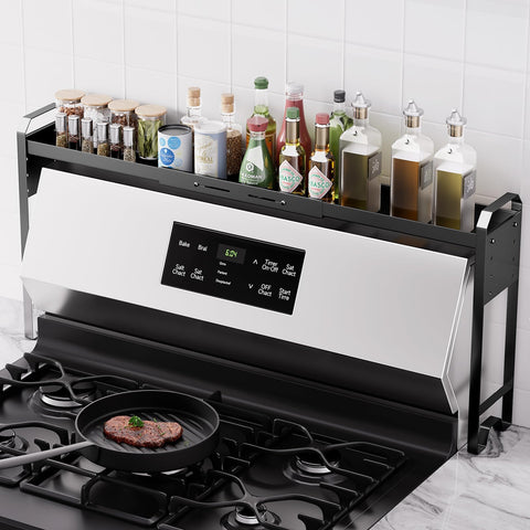 WOCHUANGSI stove top shelf guardrail keeps bottles secure while cooking