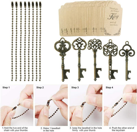WODEGIFT vintage skeleton-key openers in bronze, five styles, perfect keepsake gifts.