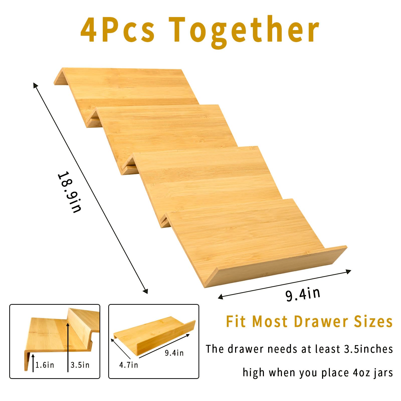 WodGod bamboo spice rack drawer tilt design helps find spices quickly