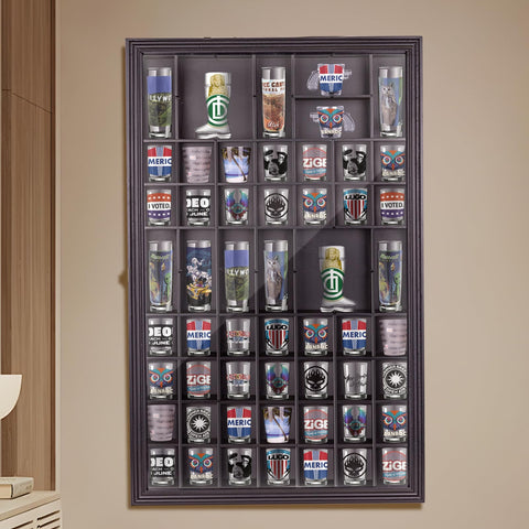 WodGod display side view with removable shelves and tall profile