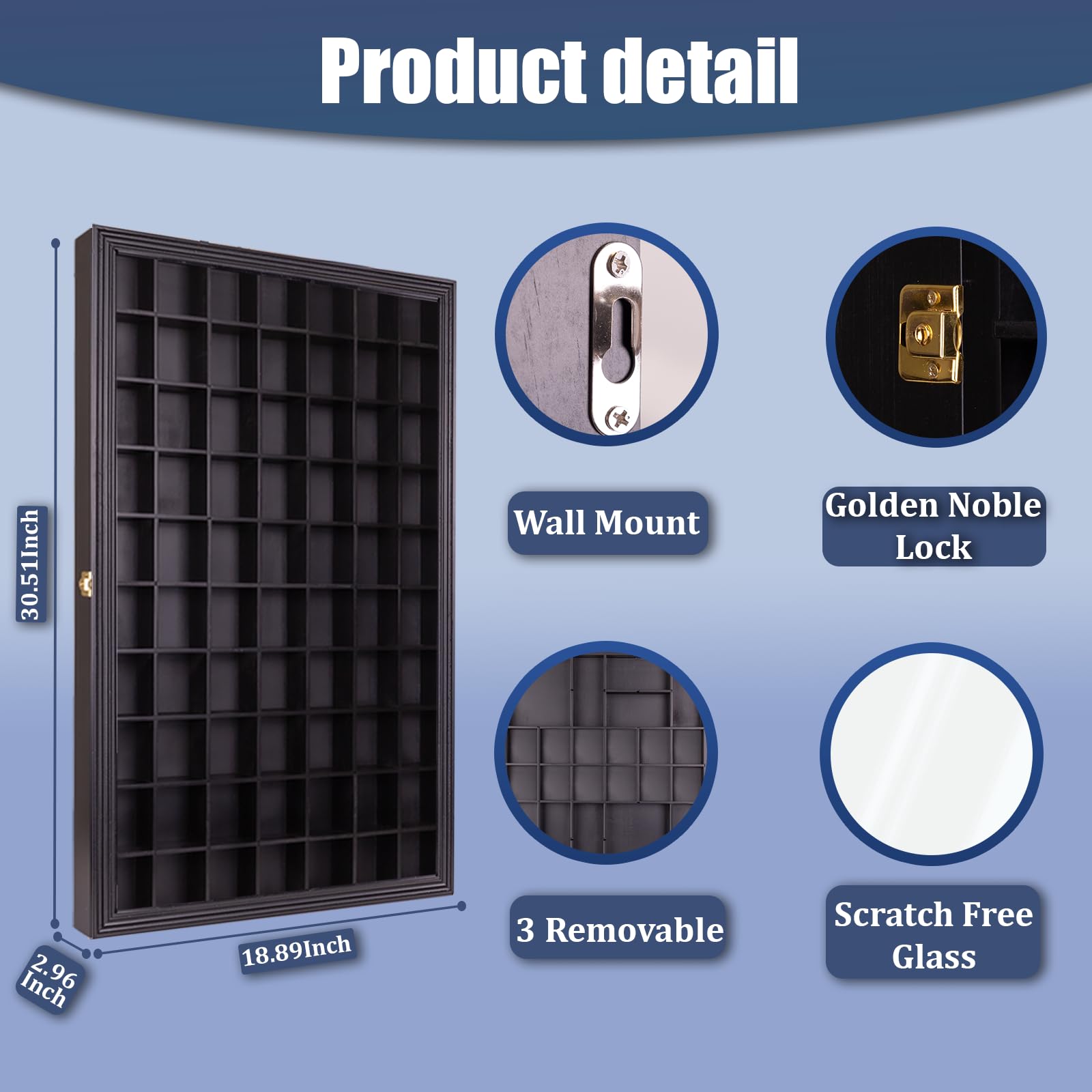 WodGod display door with UV protection acrylic and gold lock