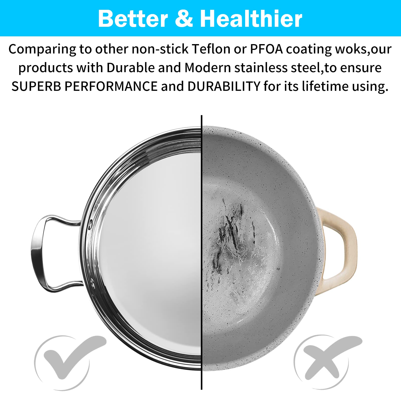 Wodillo tempered glass lids show progress while cooking.
